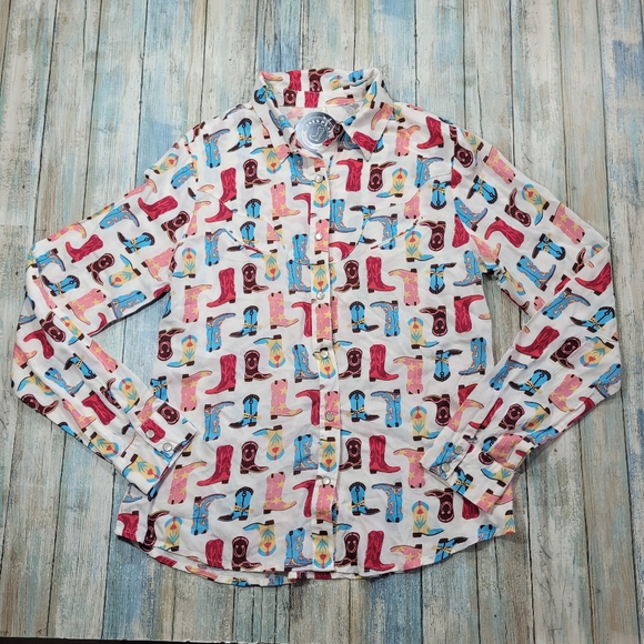 Roper Tops - ROPER Colorful Boot Print Button-Up Shirt